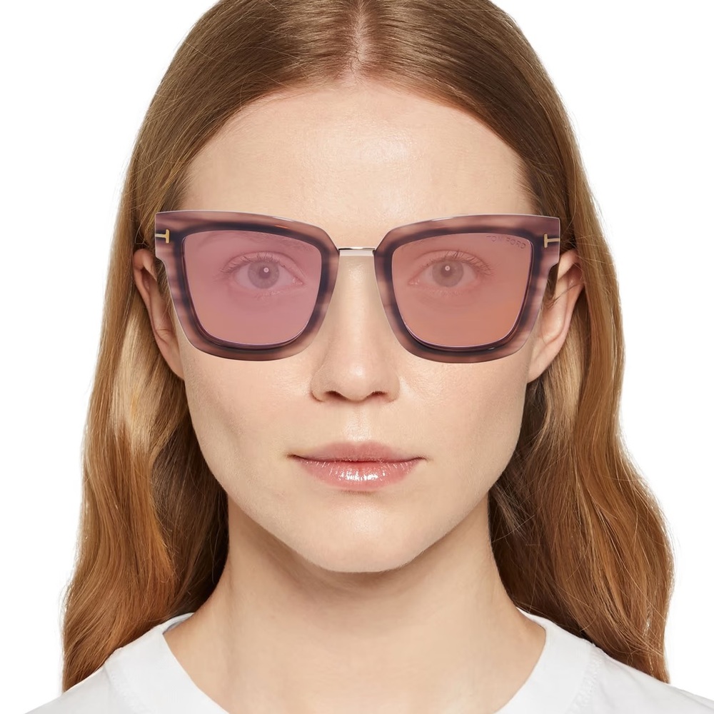 TOM FORD LARA Pink Melange Havana/Mirrored Rose Unisex Sunglasses TF573